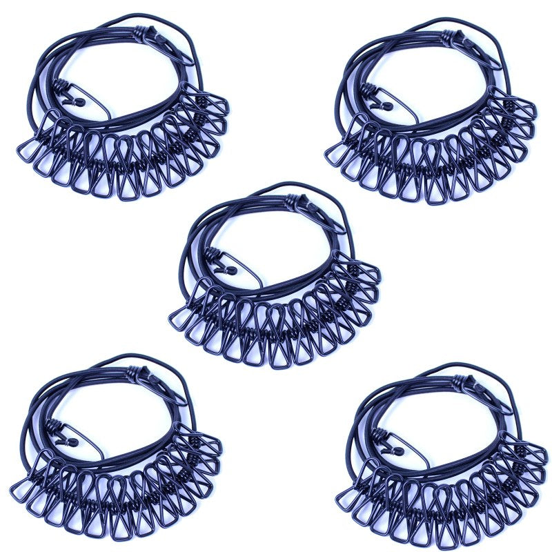 Lot de 5 lignes de linges avec pinces intégré