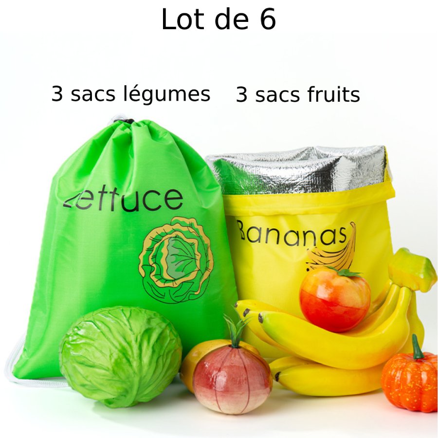 Lot de 6 sacs de conservation fruits et légumes
