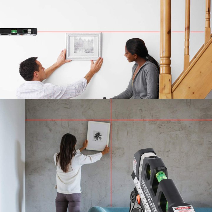 Niveau Laser Polyvalent Semlos, Niveaux à Bulle, Ruban à Mesurer, Règle Standard et Métrique (250 cm)