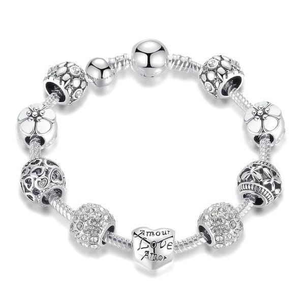 Pulsera de colgantes bañada en plata