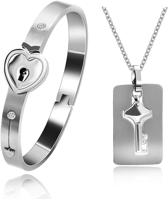 ENSEMBLE BRACELET ET COLLIER À CLÉS LOVE LOCK