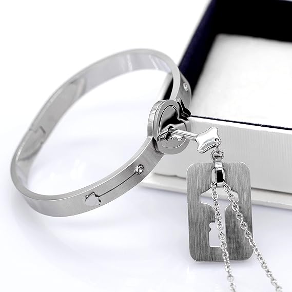 ENSEMBLE BRACELET ET COLLIER À CLÉS LOVE LOCK