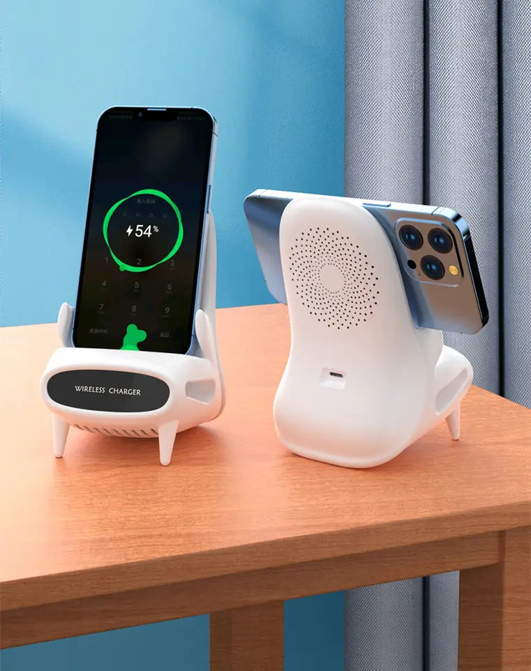 Chargeur sans fils Apple et Android en forme de chaise