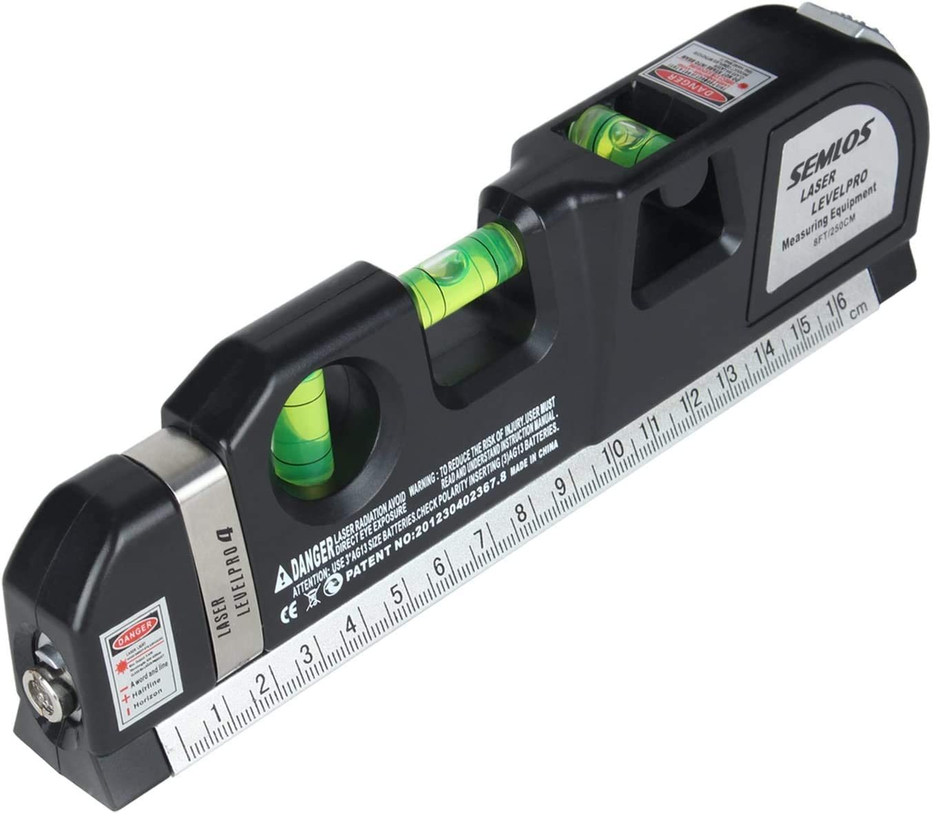Niveau Laser Polyvalent Semlos, Niveaux à Bulle, Ruban à Mesurer, Règle Standard et Métrique (8 pi / 250 cm)