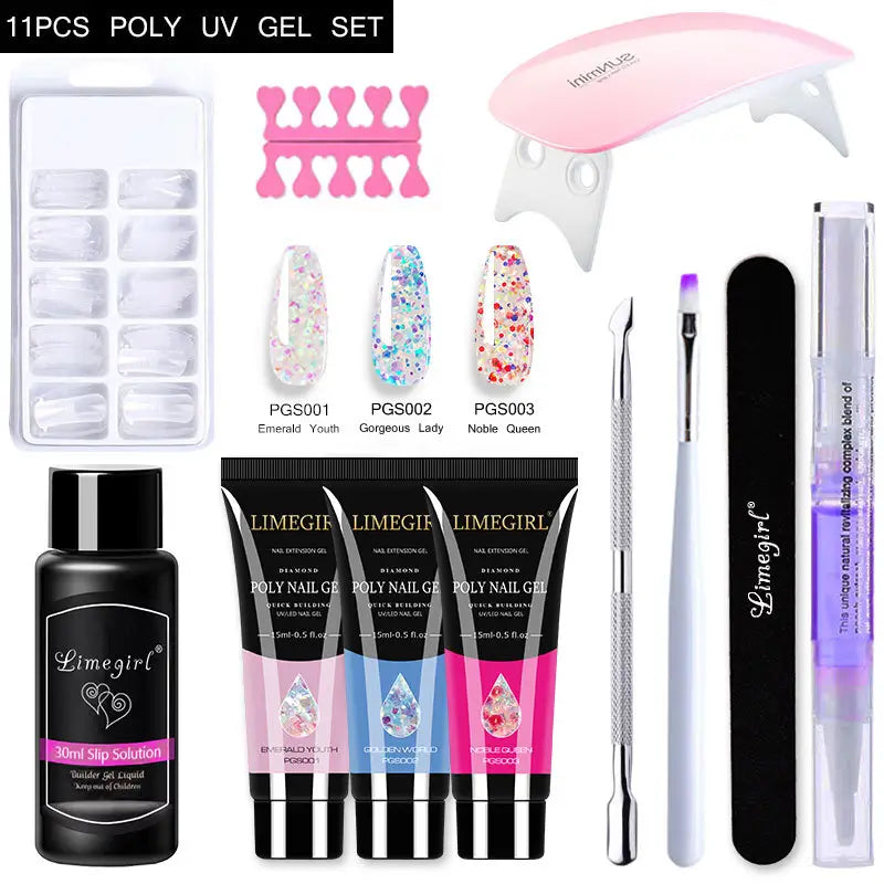 Kit Polygel complet avec lampe UV pour ongle
