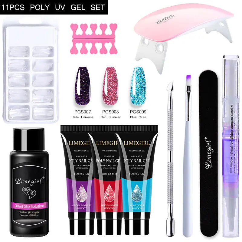 Kit Polygel complet avec lampe UV pour ongle