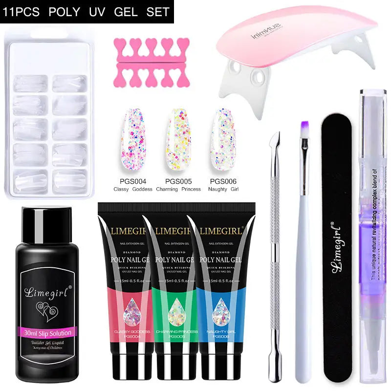 Kit Polygel complet avec lampe UV pour ongle