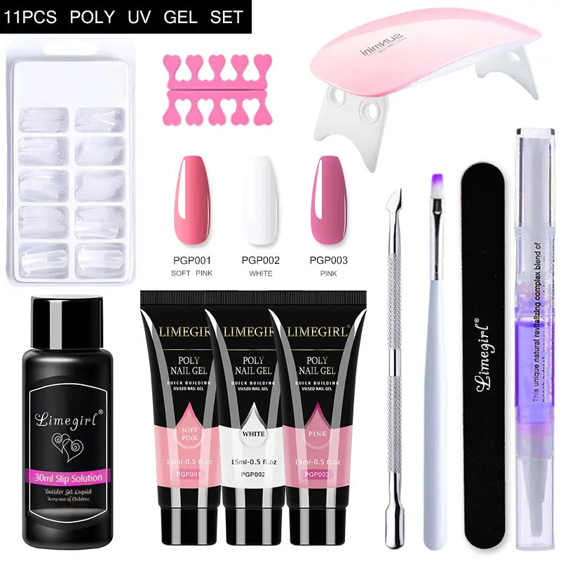 Kit Polygel complet avec lampe UV pour ongle