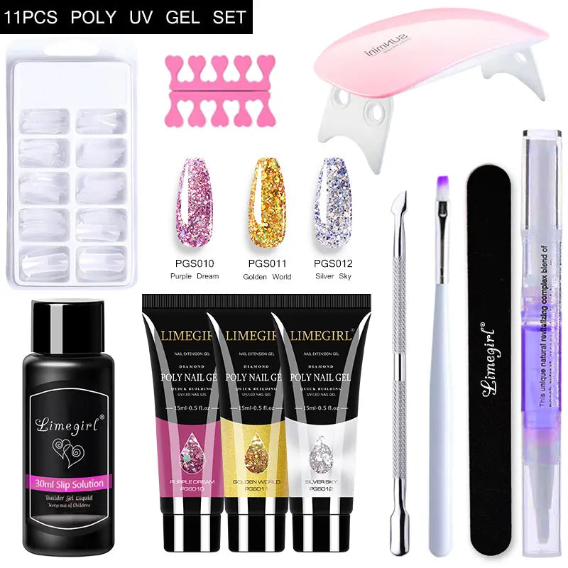 Kit Polygel complet avec lampe UV pour ongle