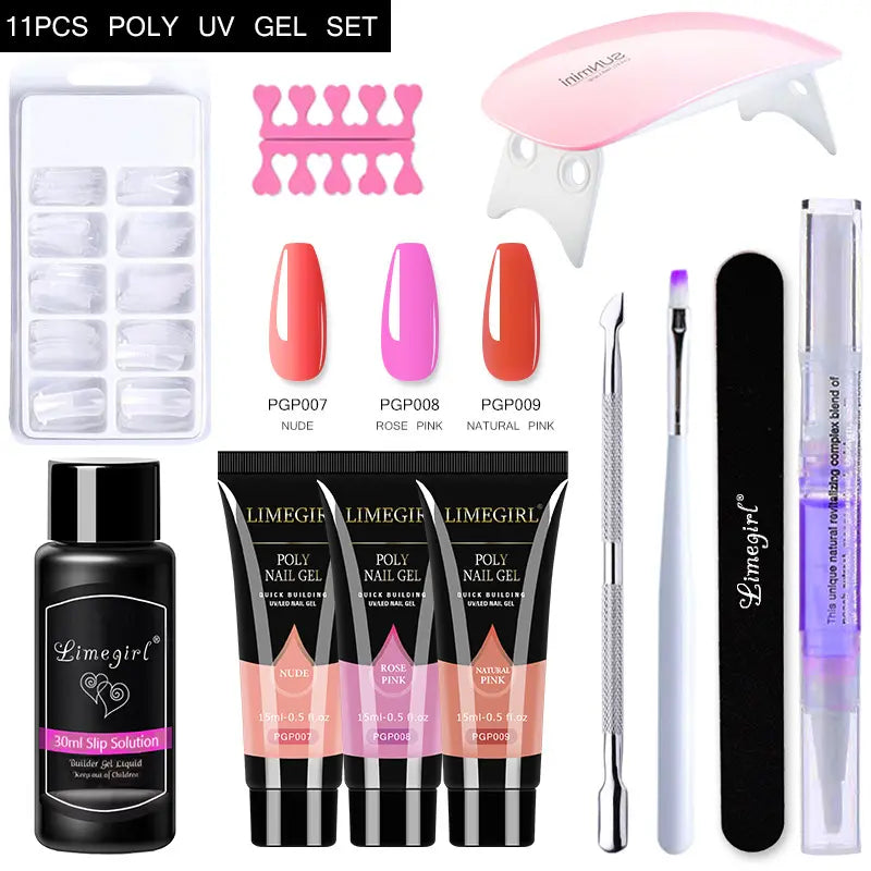 Kit Polygel complet avec lampe UV pour ongle