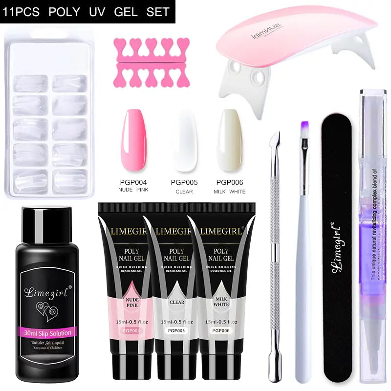Kit Polygel complet avec lampe UV pour ongle