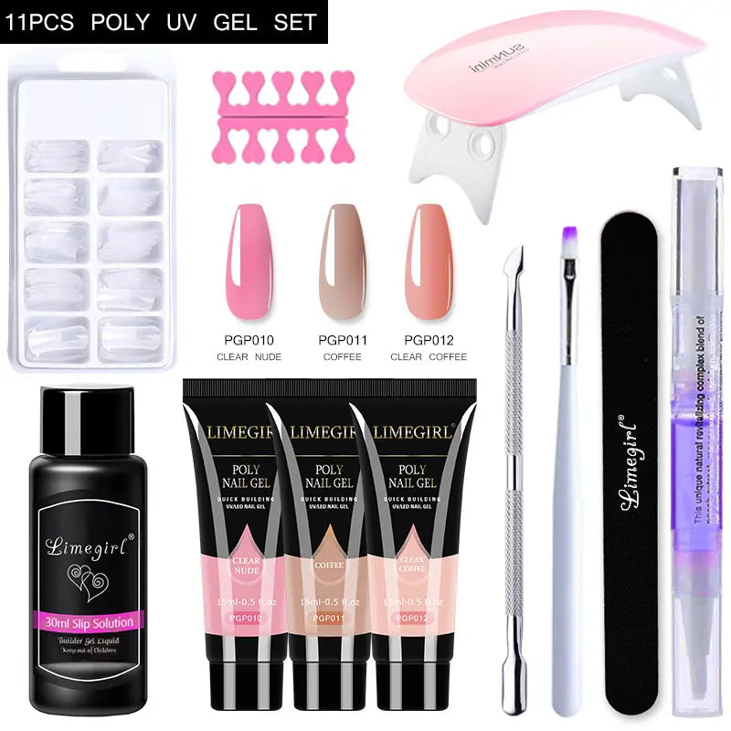 Kit Polygel complet avec lampe UV pour ongle